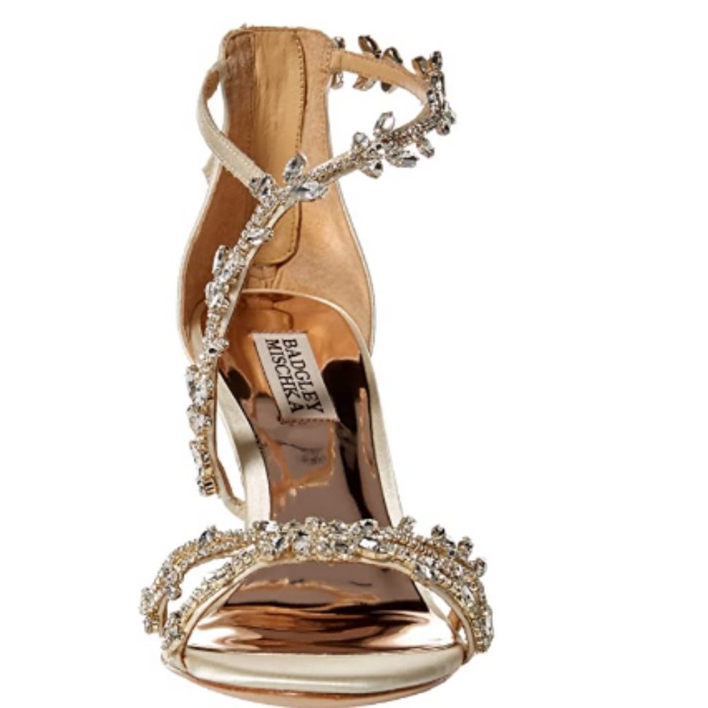 BadgleyMischka Crystal Embellished Feather Wedge 8